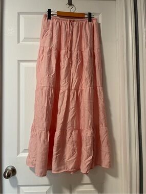 Streetwear Society Light Pink Tiered Maxi Skirt
